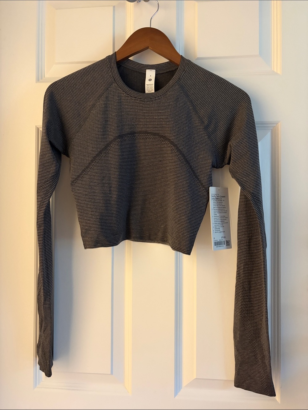 Lululemon Swiftly Tech Cropped Ribbed Long-Sleeve Top - Black/Gray